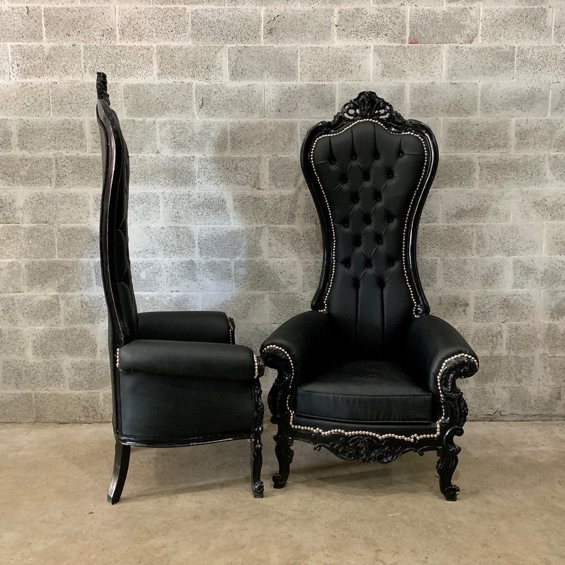 Black Throne Chair Black Leather Chair 3 Available French | Etsy