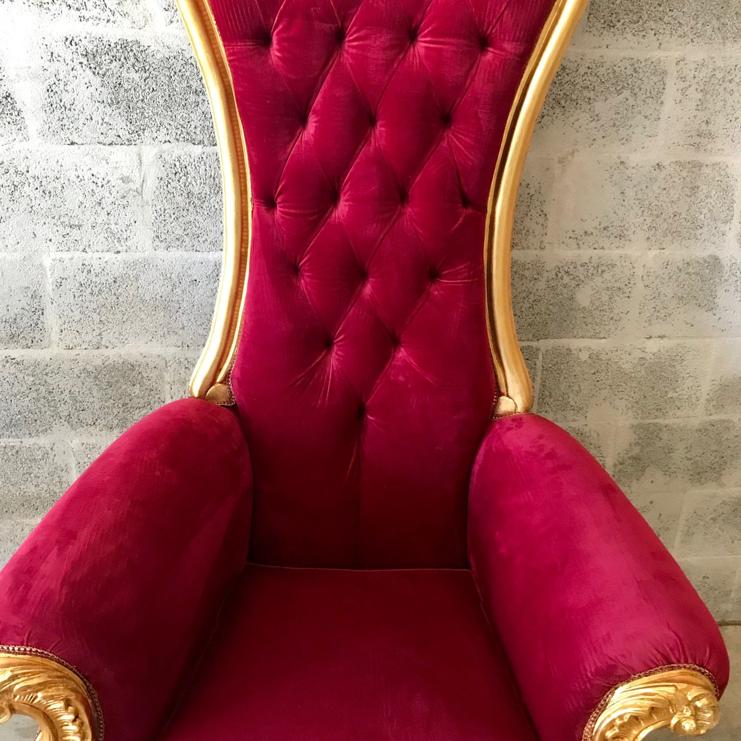 Red Throne Chair Dark Red Chair French Chair Throne Chair Reproduction