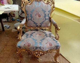 White Throne Chair White Leather Chair *2 LEFT* French Chair Throne White Leather Chair Tufted Gold Throne Chair Rococo Vintage Chair