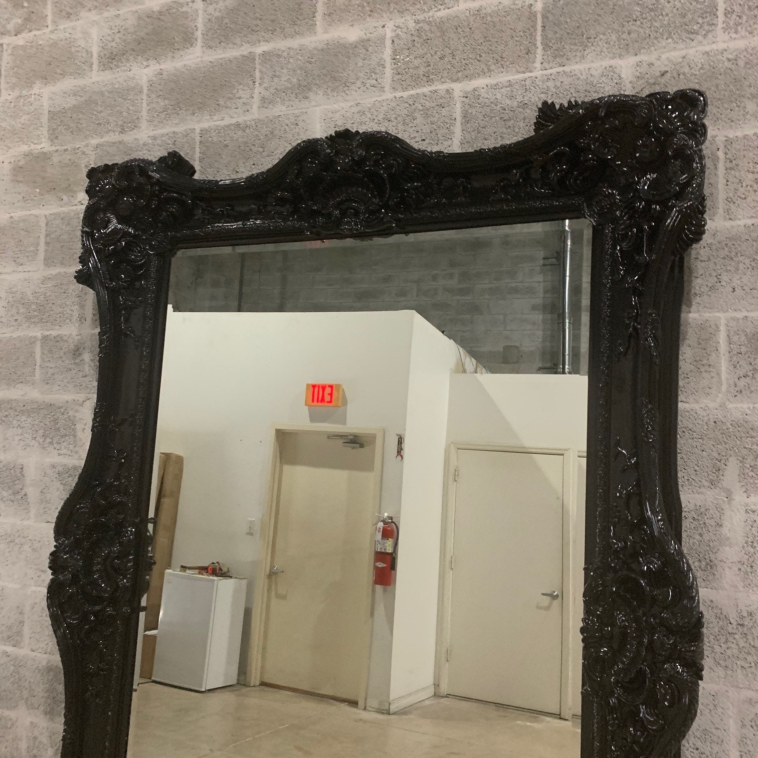 French Mirror *1 LEFT* Black Lacquer Frame Interior Design Baroque