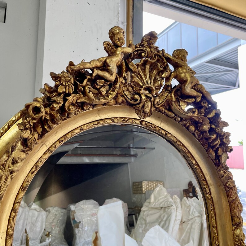Vintage Mirror Refinished in Gold Leaf 74H Vintage Furniture Etsy