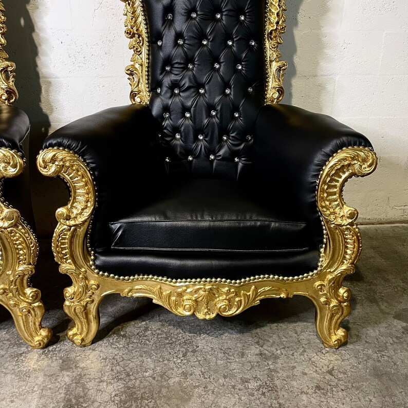 Black Throne Chair 75h Black Leather Chair 2 LEFT Etsy