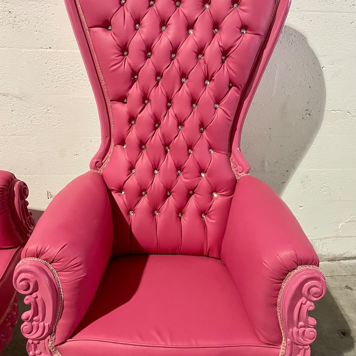 Pink Throne Chair 75h Pink Leather Chair 2 LEFT French - Etsy