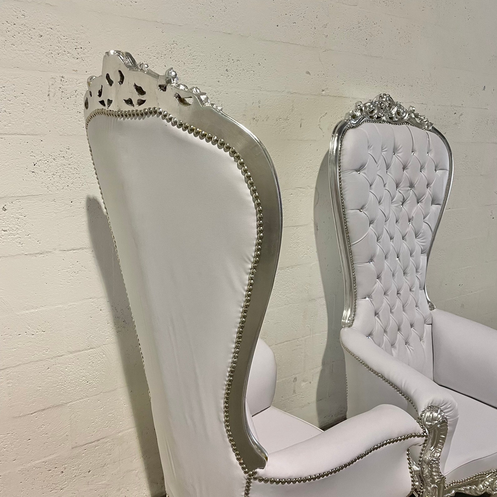 Silver Throne Chair White Leather Chair 2 Available French Etsy