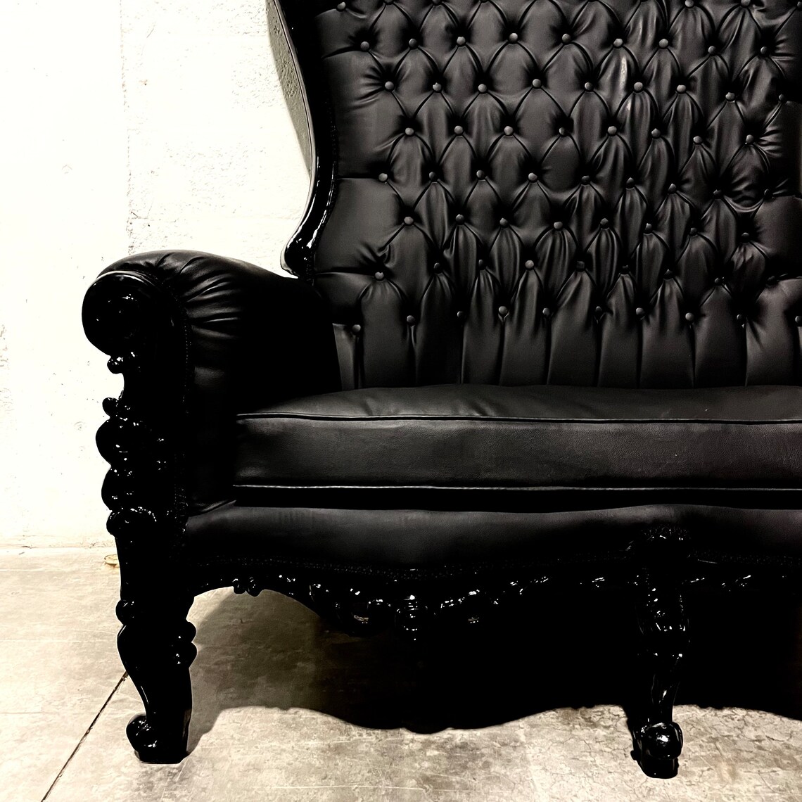 Black Throne Chair Double Throne 2 Seater Black Leather Chair Etsy