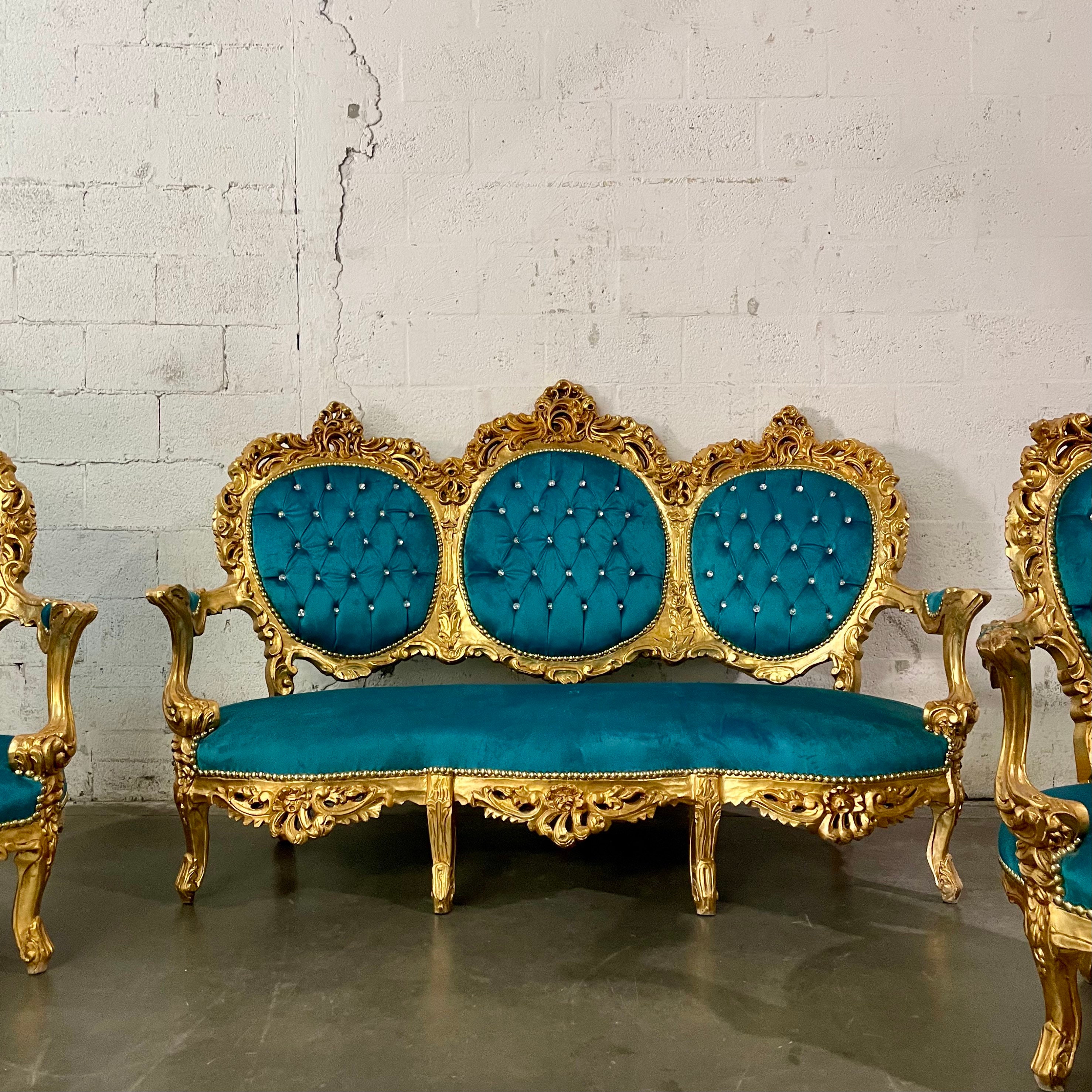 French Chair Tufted Sofa Vintage Chair 5 Piece Set Available