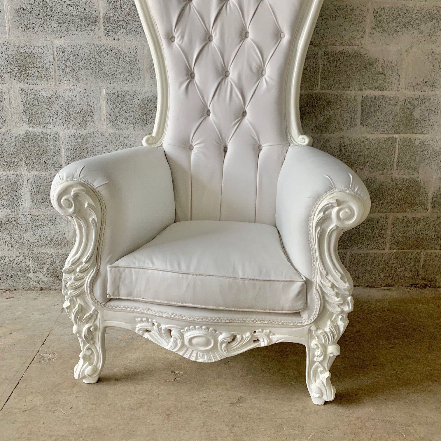 White Throne Chair White Leather Chair *2 Available French Chair Throne