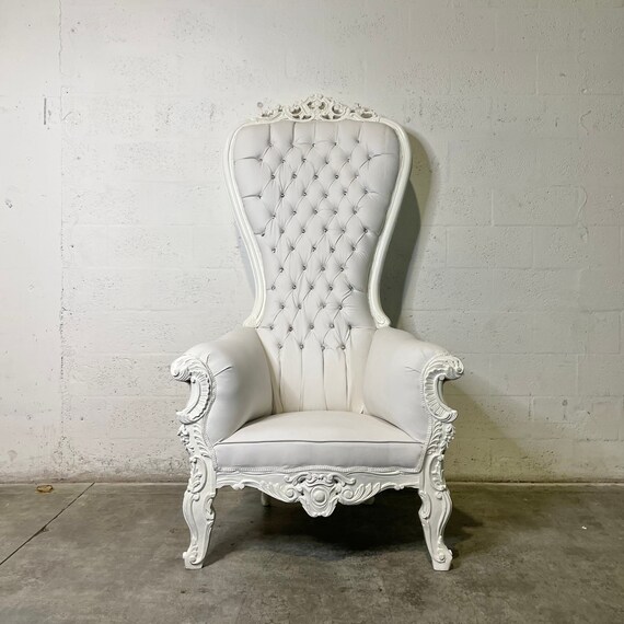 White Throne Chair White Leather Chair 2 Available French Tufted