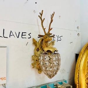 French Stag Sconce Deer Chandelier Stag *1 Single Sconce* Vintage Sconce Baroque Rococo Interior Design Stag Wall Sconce