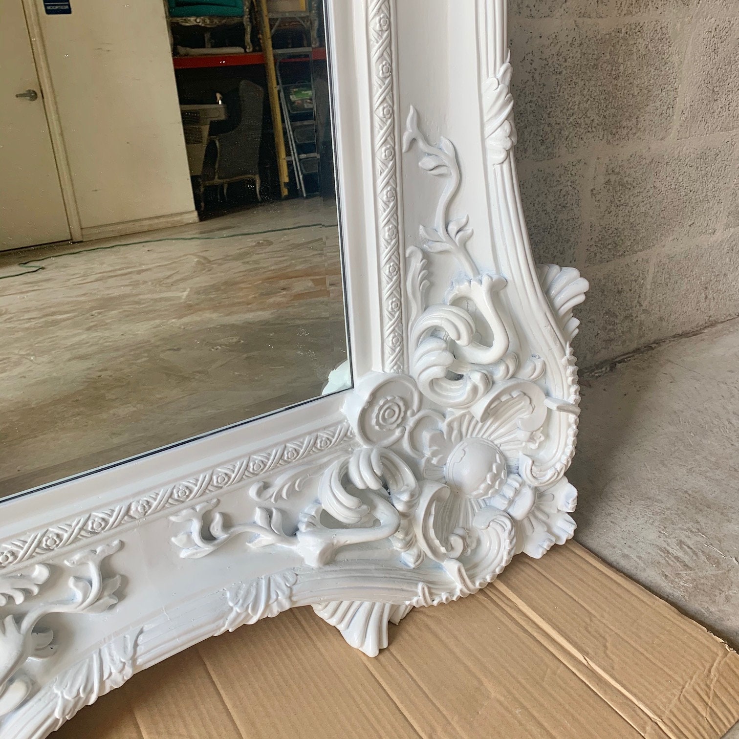 French Mirror White Lacquer *1 Left in Stock* Interior Design Baroque