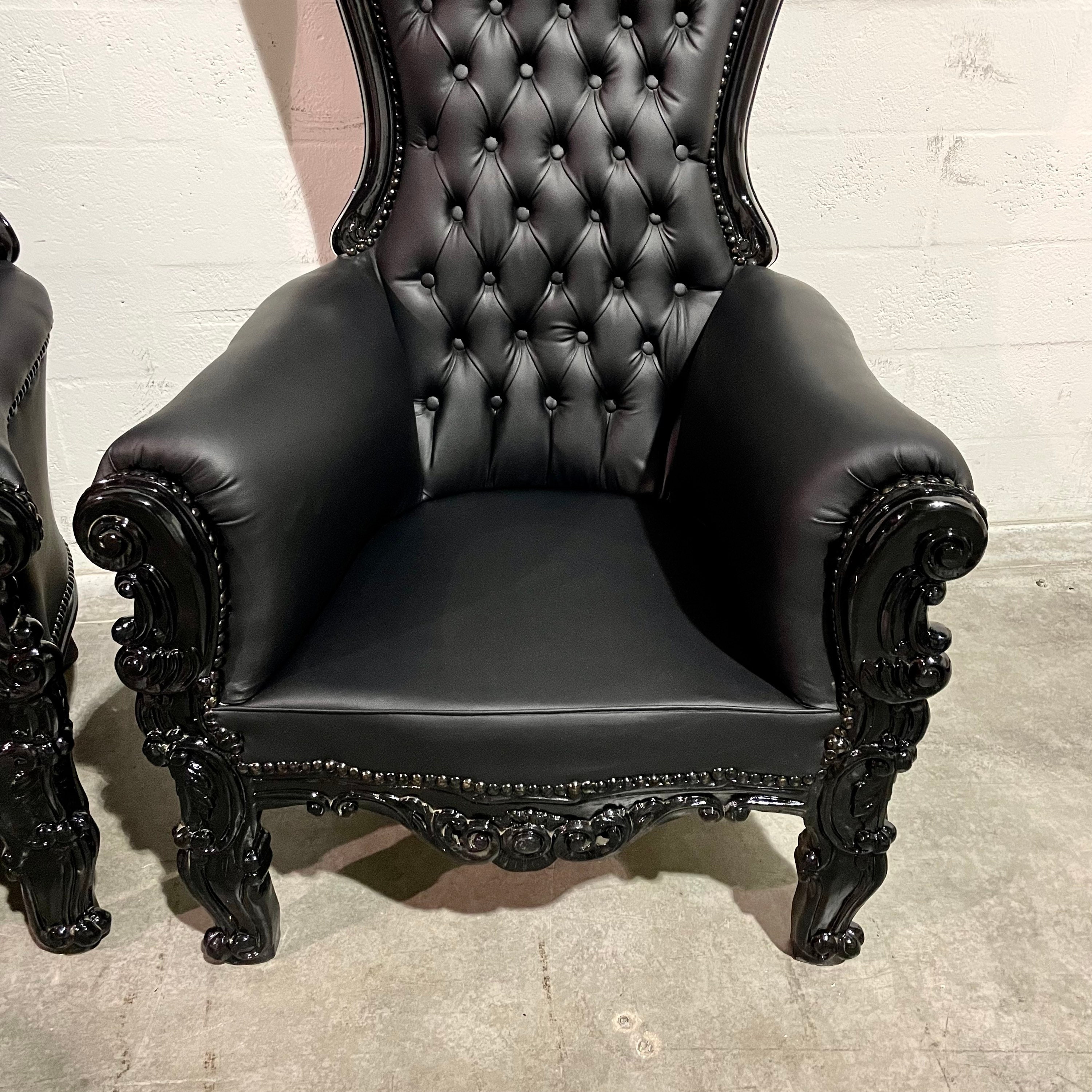 FAST Shipping Black Throne Chair *2 LEFT* Black Leather Chair French