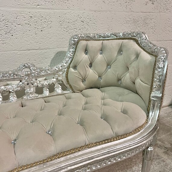Silver online tufted bench