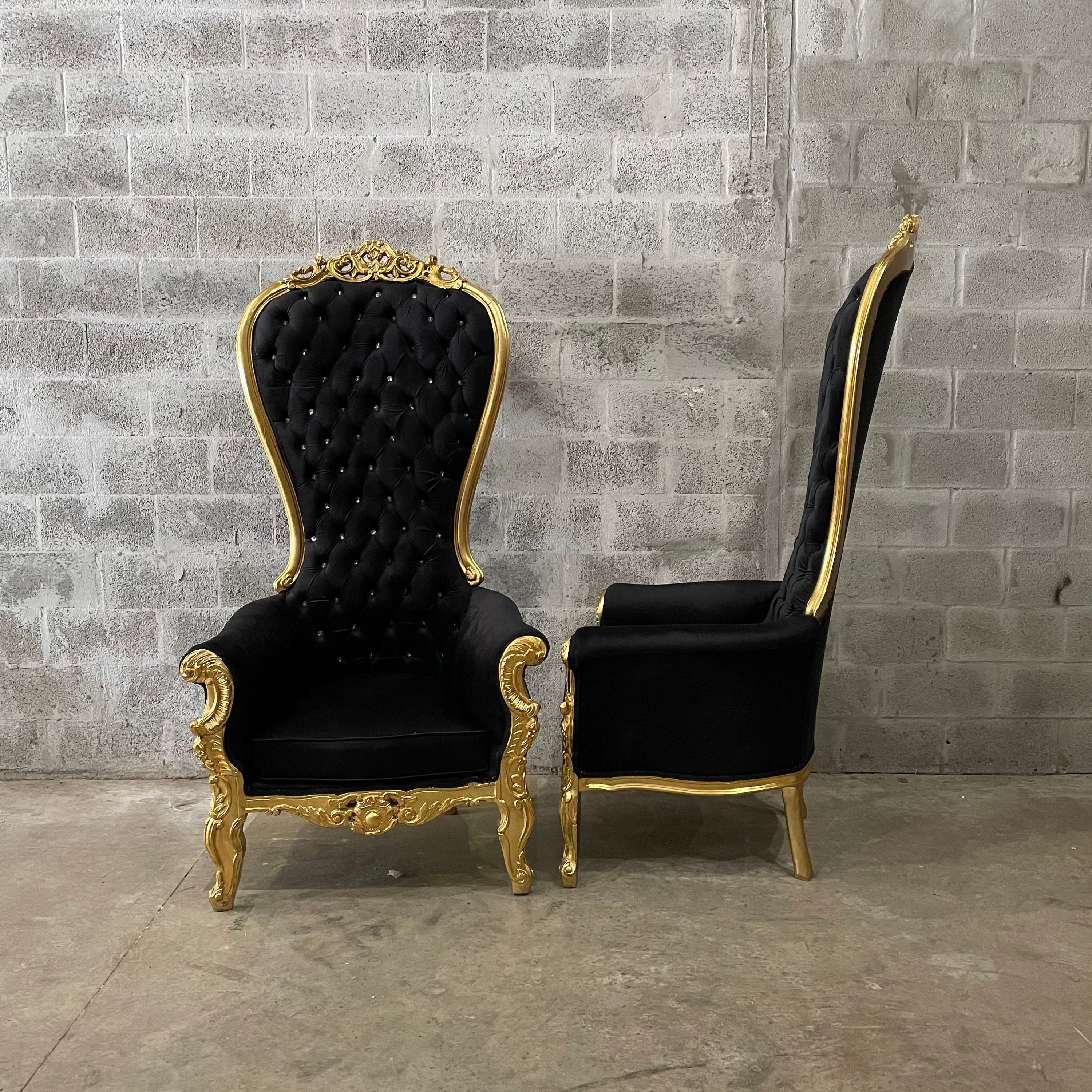 Gold Throne Chair Black Velvet Chair French Tufted Chair Etsy
