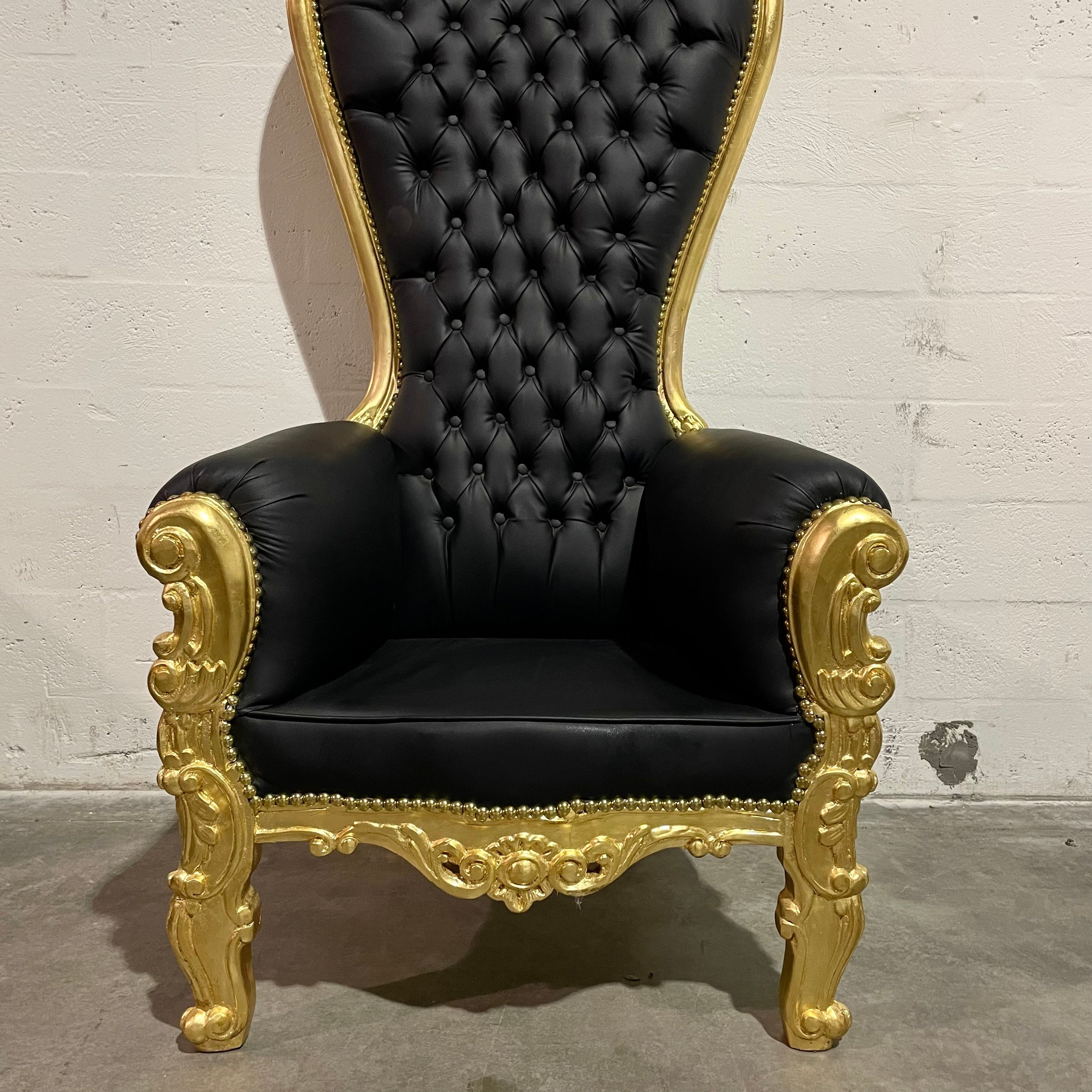 2 Left in Stock Gold Throne Chair Black Leather Chair French