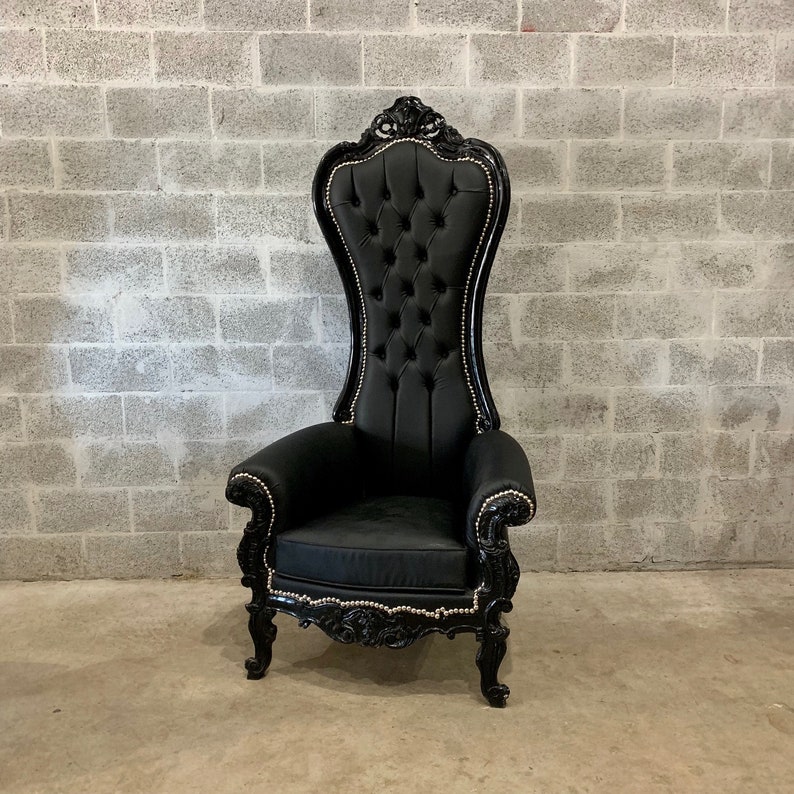 Black Throne Chair Black Leather Chair 3 Available French Etsy