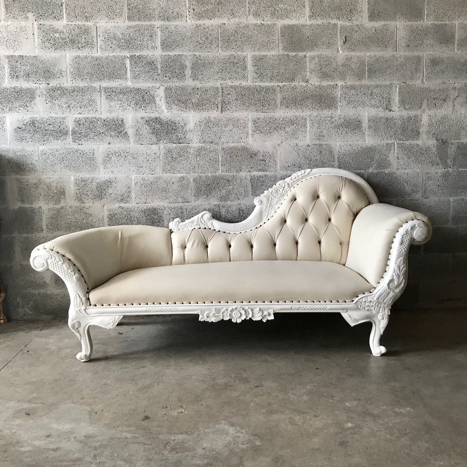 French Chaise Lounge French Furniture Off White Settee