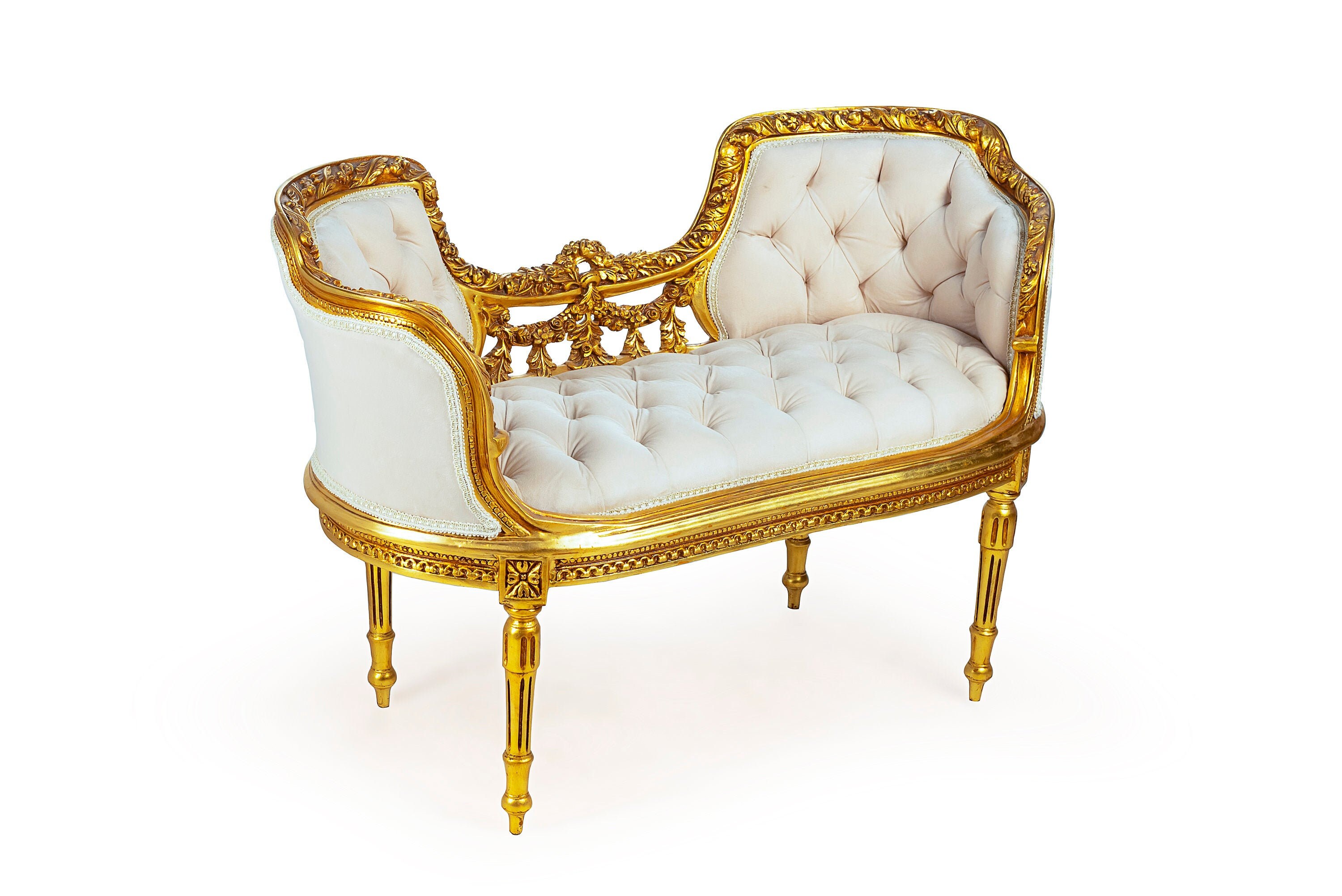 French Tufted Bench White Chair French Bench Tufted Bench Vintage