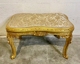 French Bench Vintage Coffee Table Interior Design Gold Leaf Hand Carved Wood Frame Vintage Furniture Vintage