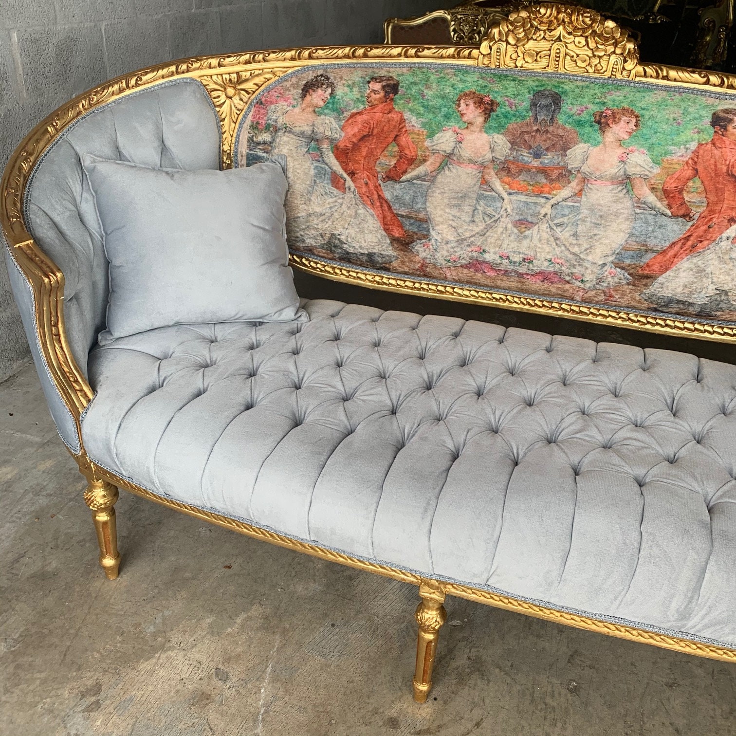 French Sofa Large French Tufted Sofa Vintage Furniture Etsy