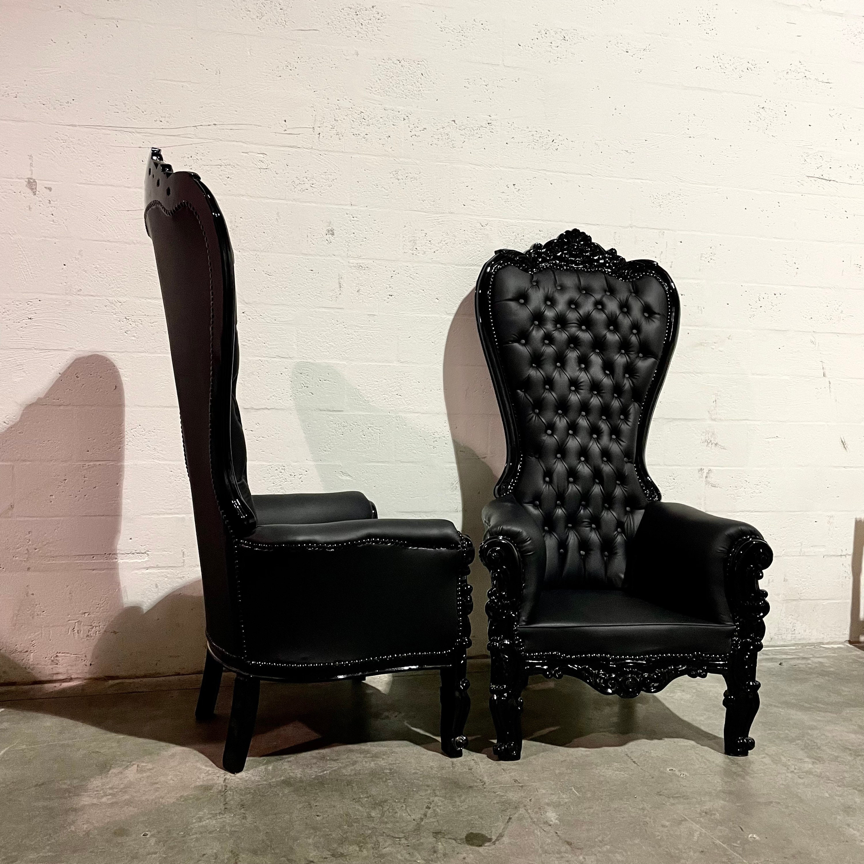 FAST Shipping Black Throne Chair *2 LEFT* Black Leather Chair French