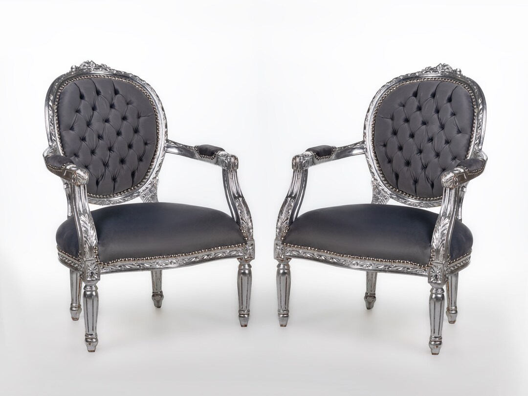 French Tufted Chair 2 Chairs Available Silver Chair French Tufted ...