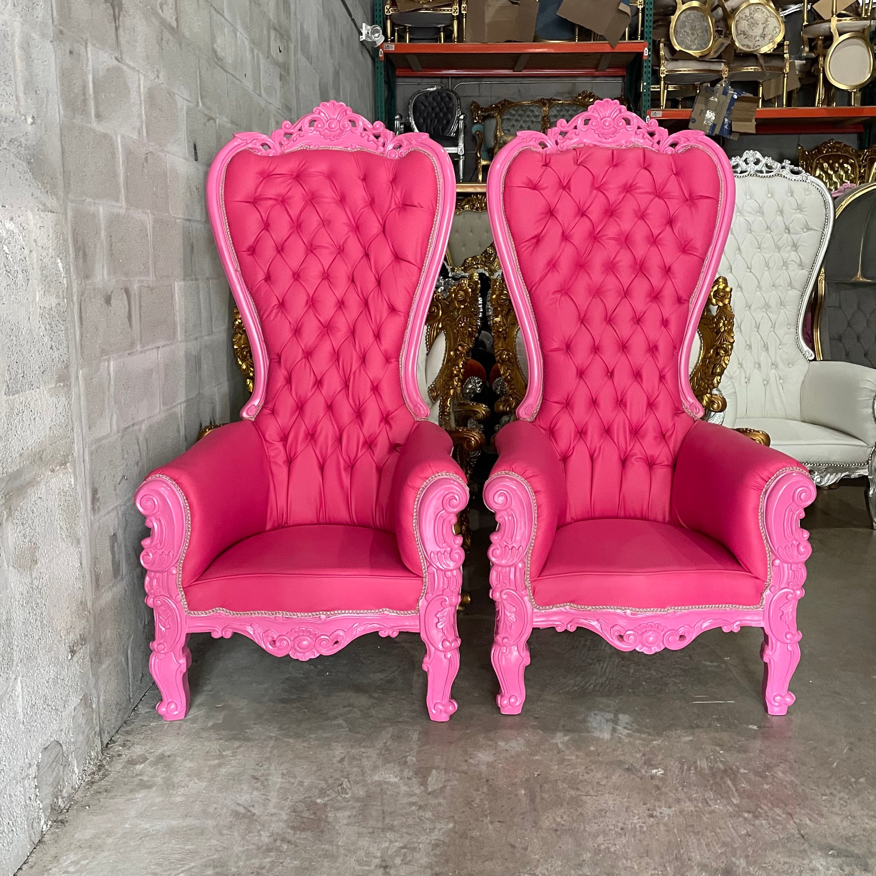 Pink Throne Chair Pink Leather Chair French Tufted Chair Etsy