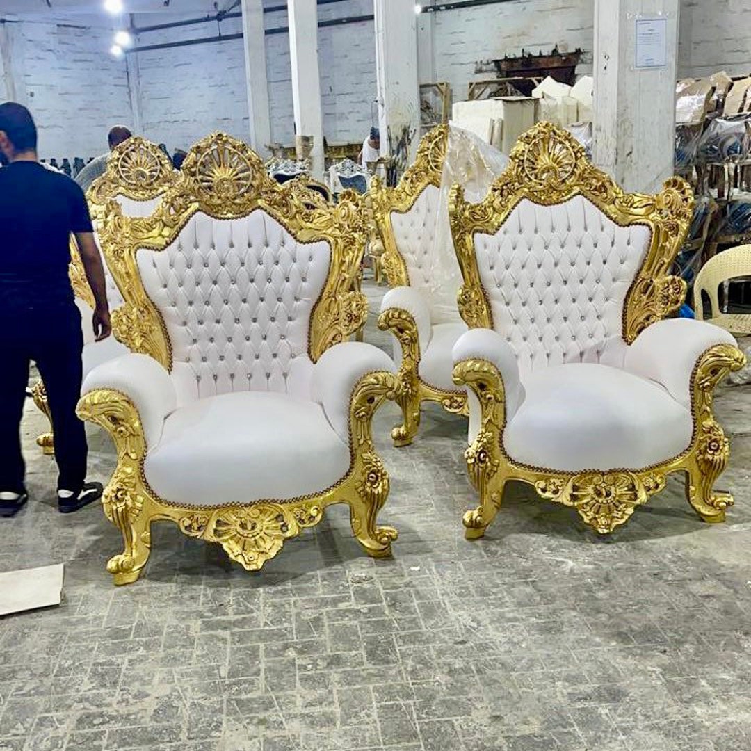 Rococo Chair White Leather 2 Chairs Left French Chair Vintage Furniture