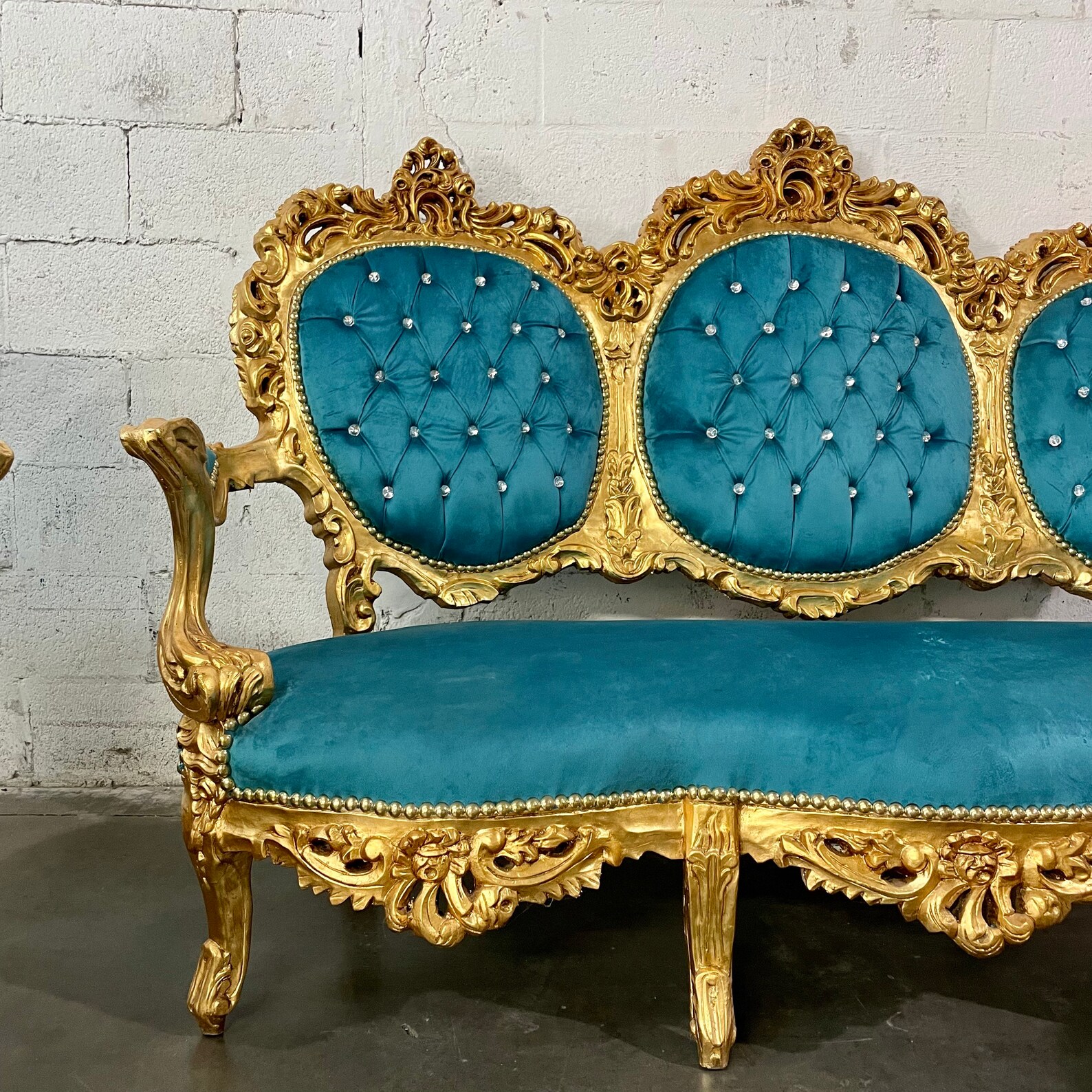 French Chair Tufted Sofa Vintage Chair 5 Piece Set Available Etsy