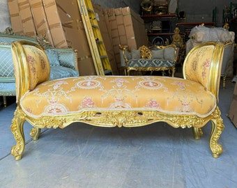 Marquis French Yellow Bench *Only one available* Vintage Chair Vintage Furniture Gold Frame Rococo Interior Design