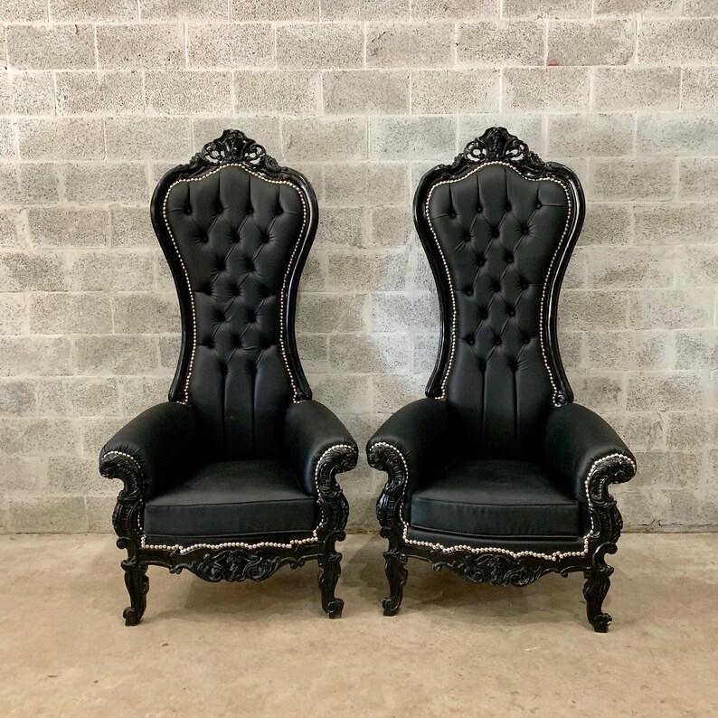 Black Throne Chair Black Leather Chair 3 Available French | Etsy
