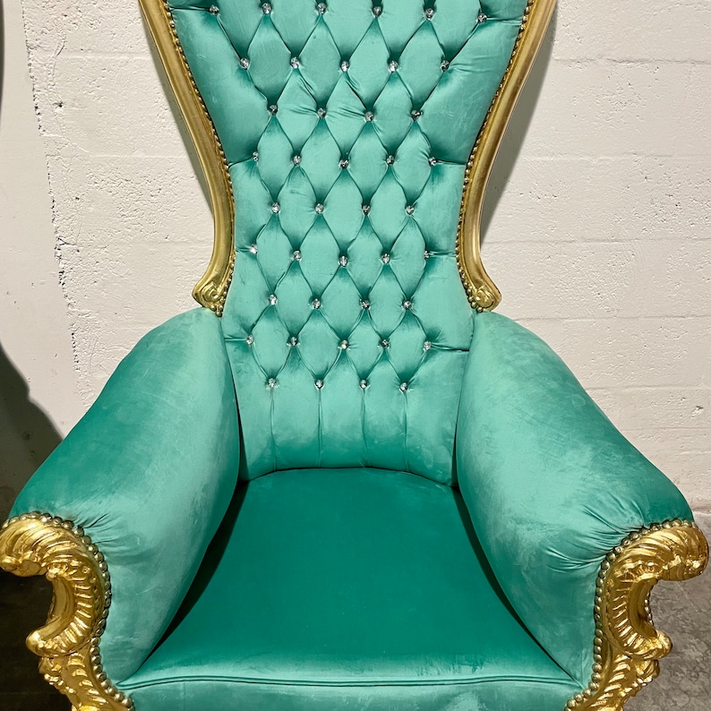 Gold Throne Chair Green Velvet Chair 2 LEFT French Chair Etsy
