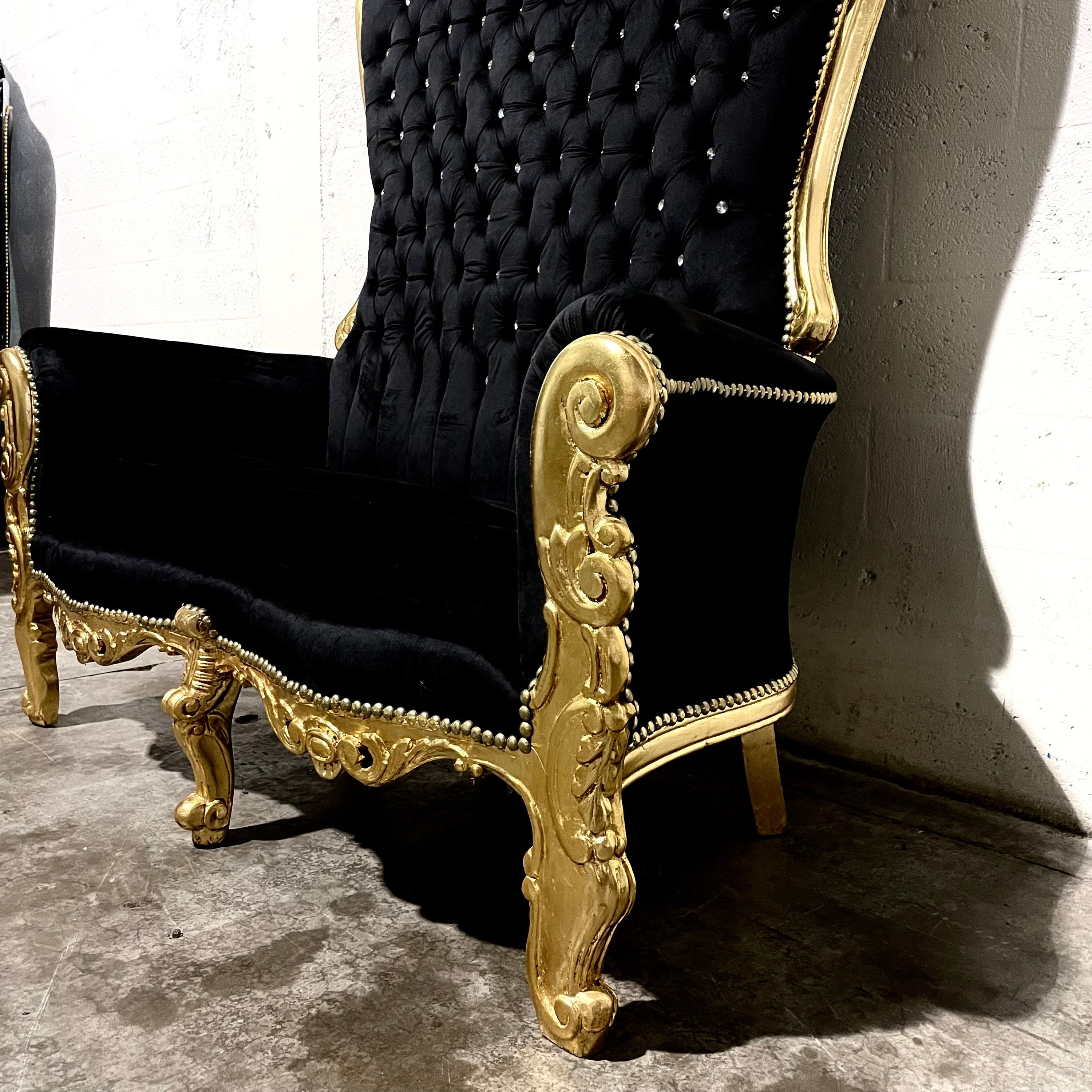 Black velvet throne chair deals