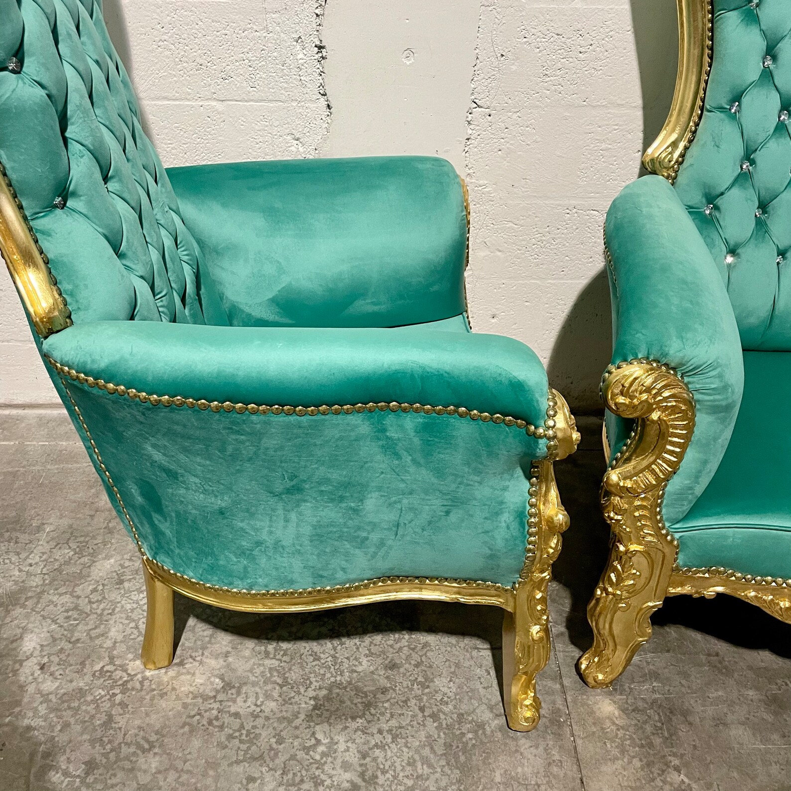 Gold Throne Chair Green Velvet Chair 2 LEFT French Chair Etsy