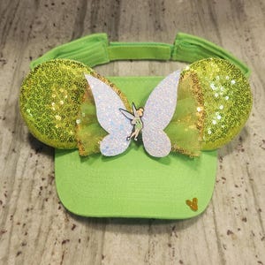 Peter Pan Tinkerbell Mickey Ears Visor Sun Visor  Run Disney Marathon Neverland Tink