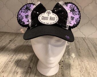 Haunted Mansion House Mouse Ear Sun Visor Mouse Ears Run Disney Marathon Ghost Host - Glows in the Dark