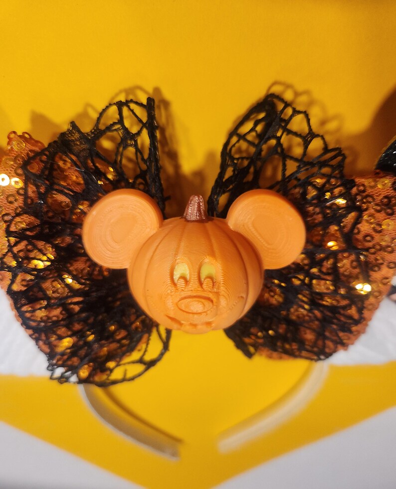 Mummy Mouse Ears Headband, Halloween Sequin Bow afbeelding 10