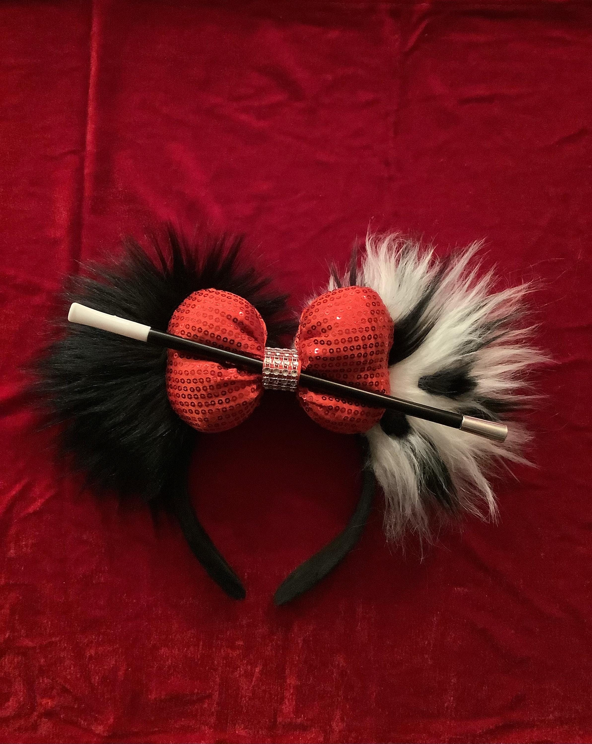 New Shanghai Disney 101 Dalmations Cruella Fur Plush Ears Minnie Headband New Authentic Disney Ears DELUXE Cruella De Vil Ears, Dalmatian  main image 3