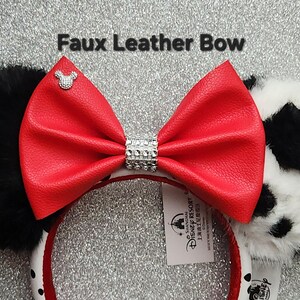 Authentic Disney Ears DELUXE Cruella De Vil Ears, Dalmatian Fur, Villain Headband Faux Leather Bow image 11