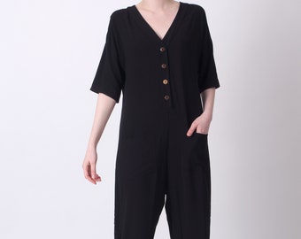 Boxy Black Jumpsuit - Handmade