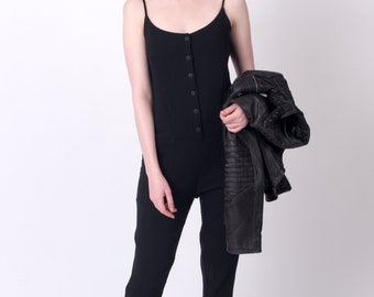 Organic Cotton Jumpsuit in Black with Deep Pockets.