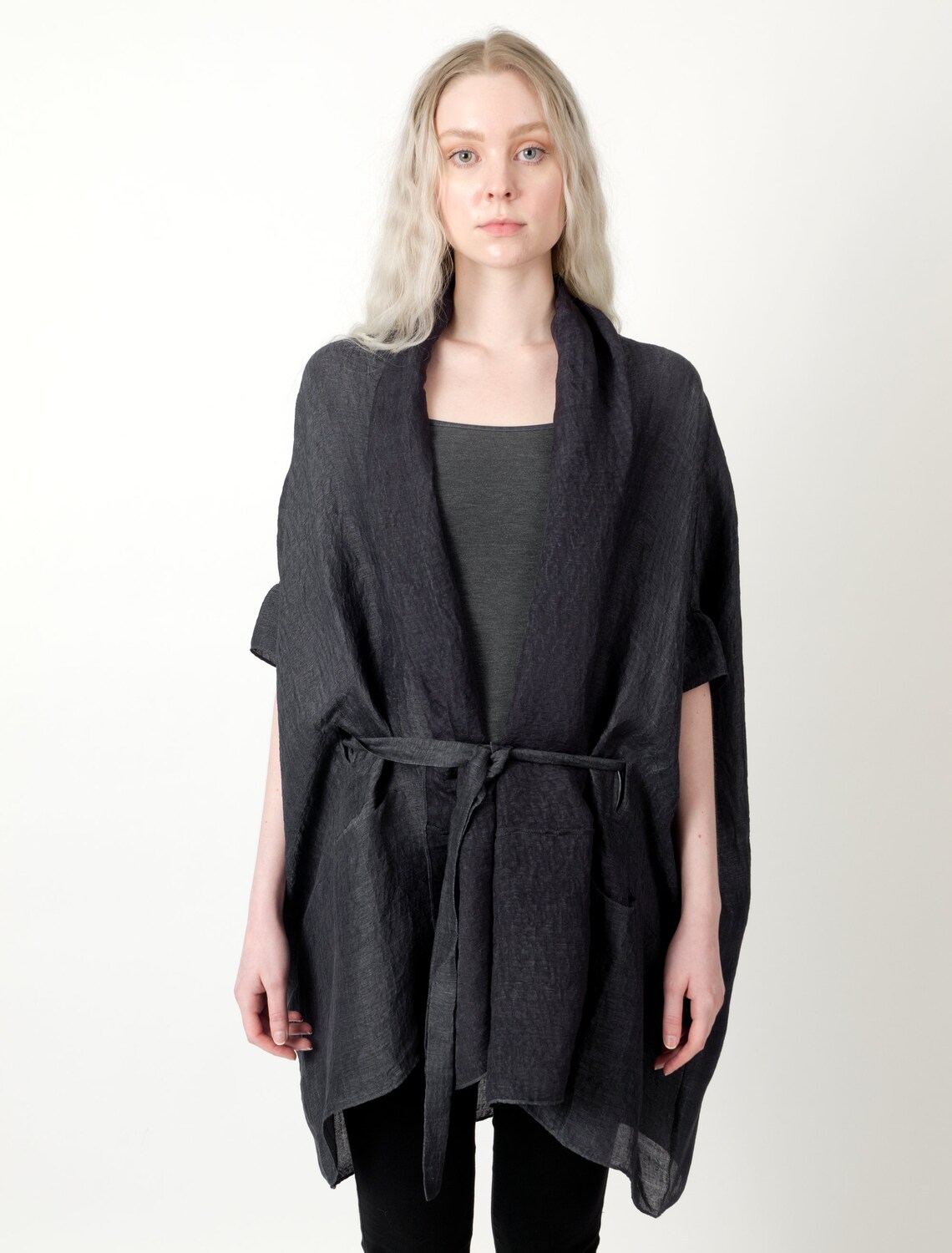Organic Silk/hemp Throw Over Jacket in Charcoal Black - Etsy