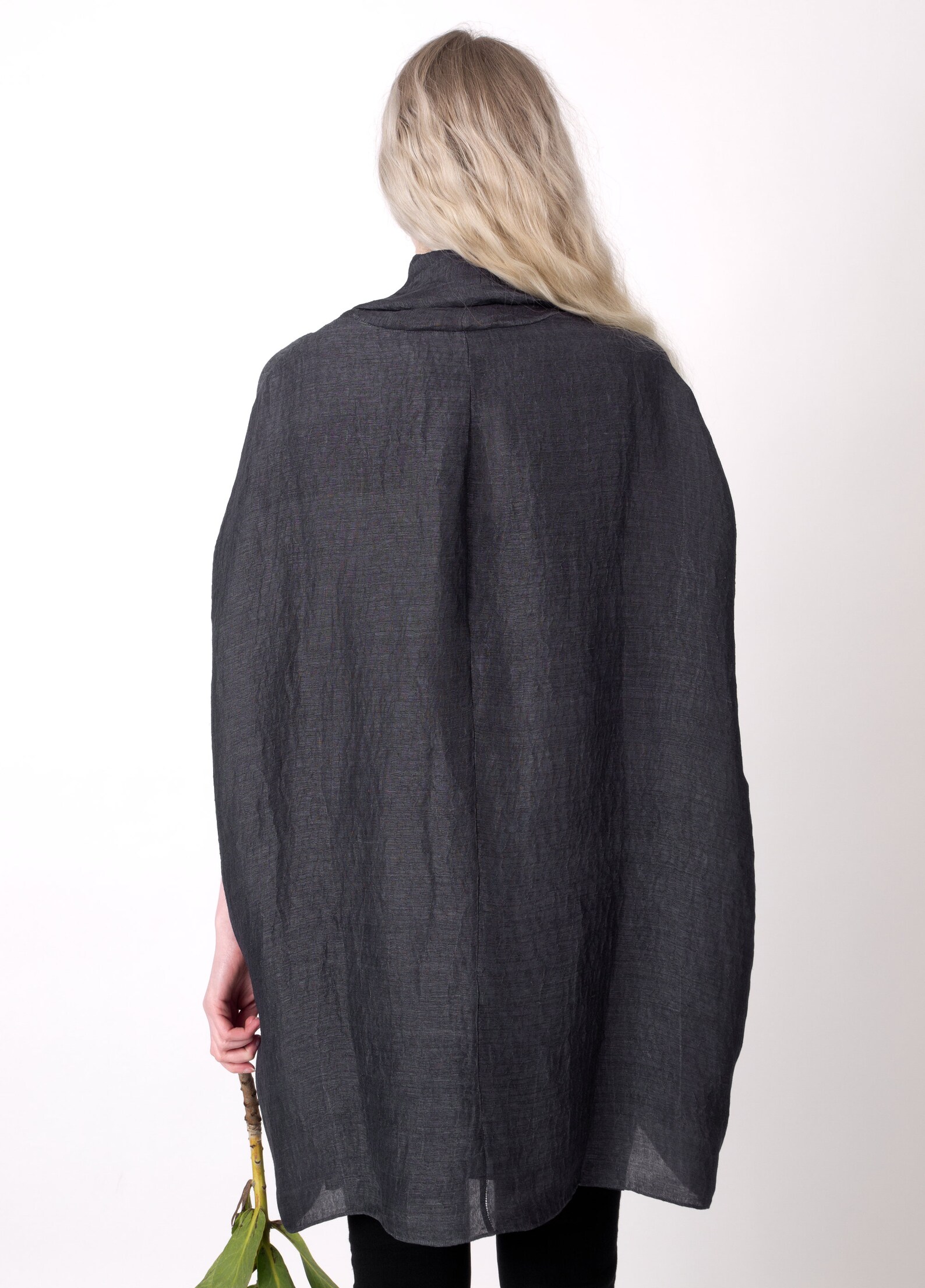 Organic Silk/hemp Throw Over Jacket in Charcoal Black Etsy