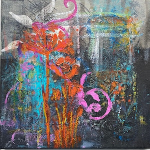 Abstract Artwork / Original Painting / Mixed Media Art / &quot;Flower Garden&quot; Collage Original /Handpainted Gift