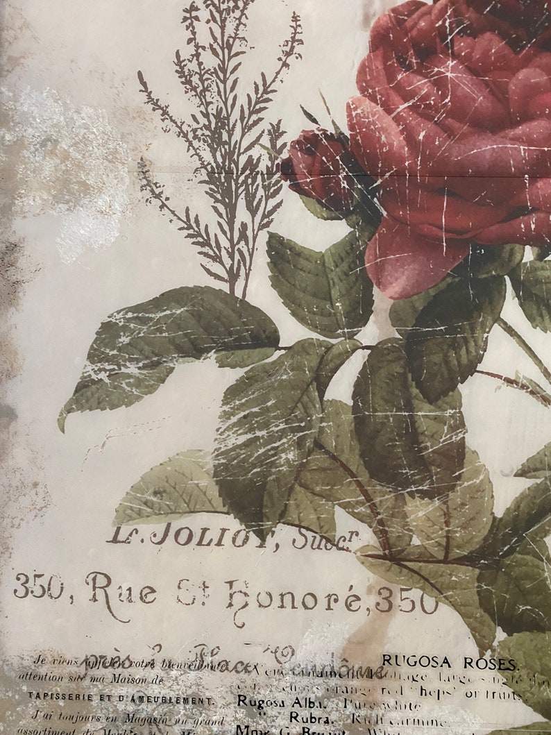Original Mixed Media Art Vintage Rose Wall Decor Cottage Etsy
