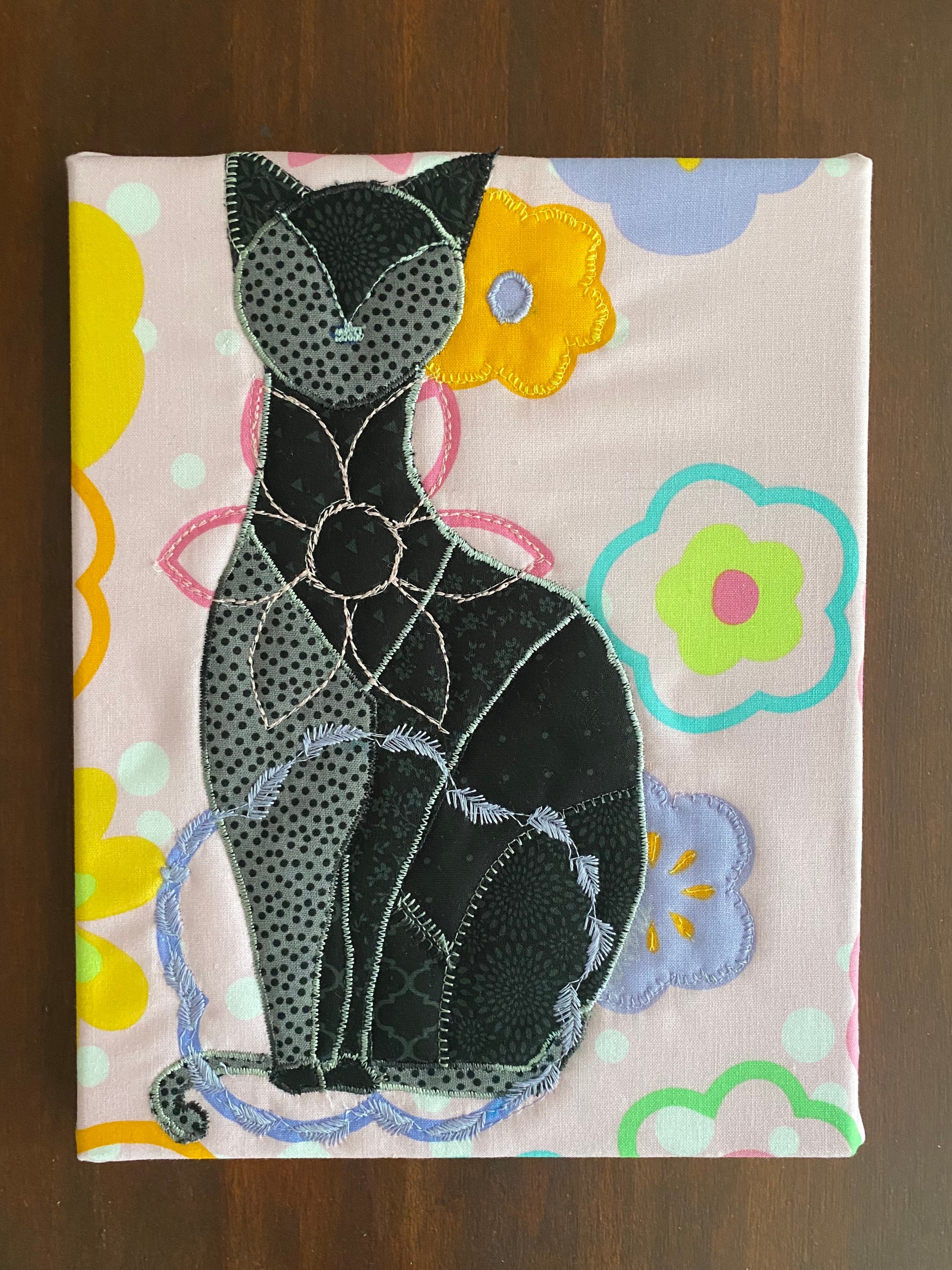 Cat Art Quilt Art Quilt Quilted Art Textile Collage Art | Etsy