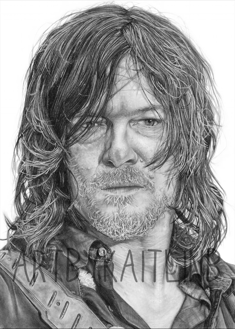 PRINT Daryl Dixon Drawing Etsy