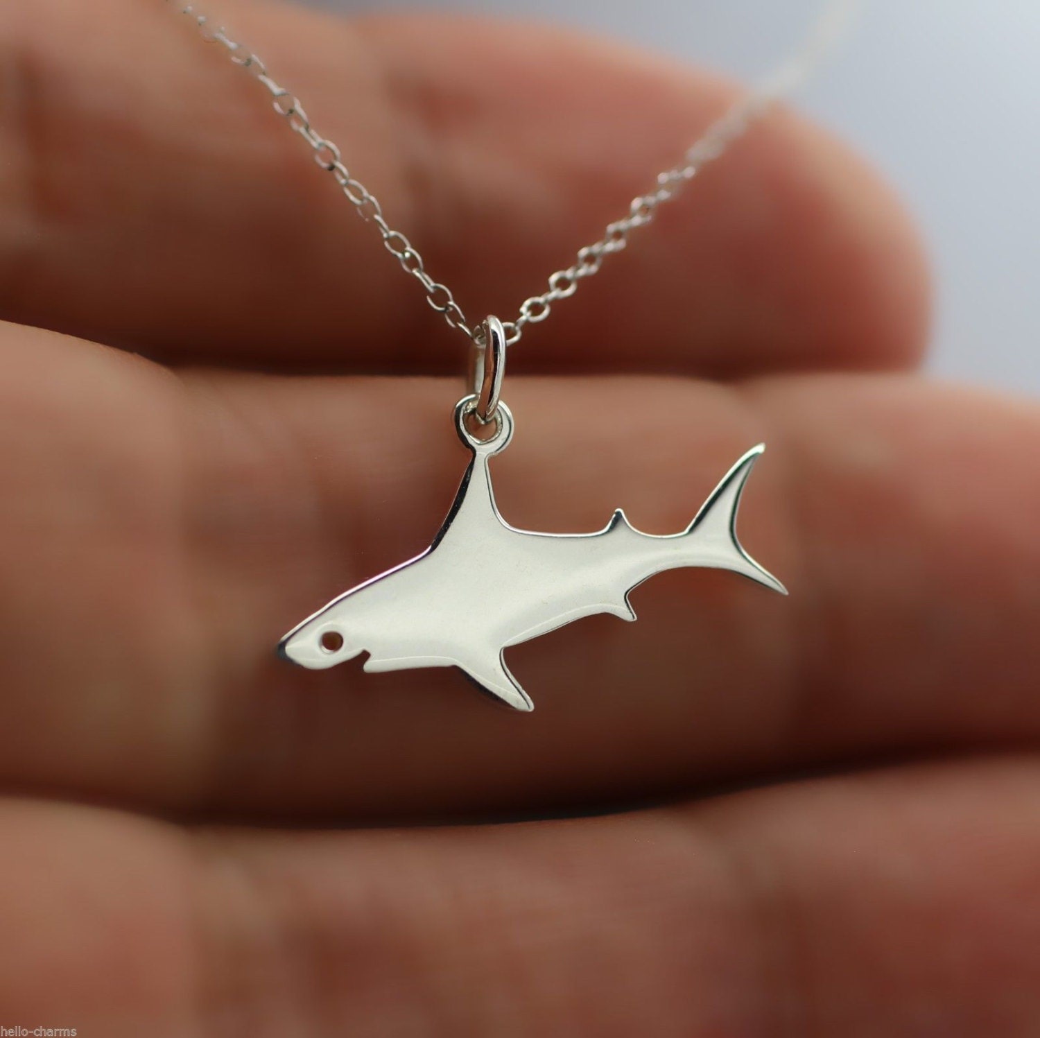 GREAT WHITE SHARK Necklace 925 Sterling Silver Shark Charm Etsy