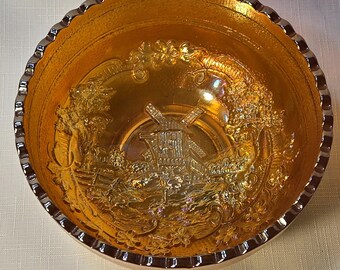 Cuenco de cristal imperial con forma de molino de viento para carnaval de Marigold