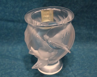 LALIQUE ガラス皿 フロスト彫刻 Lalique Frosted Glass Vase with Birds - Etsy 日本