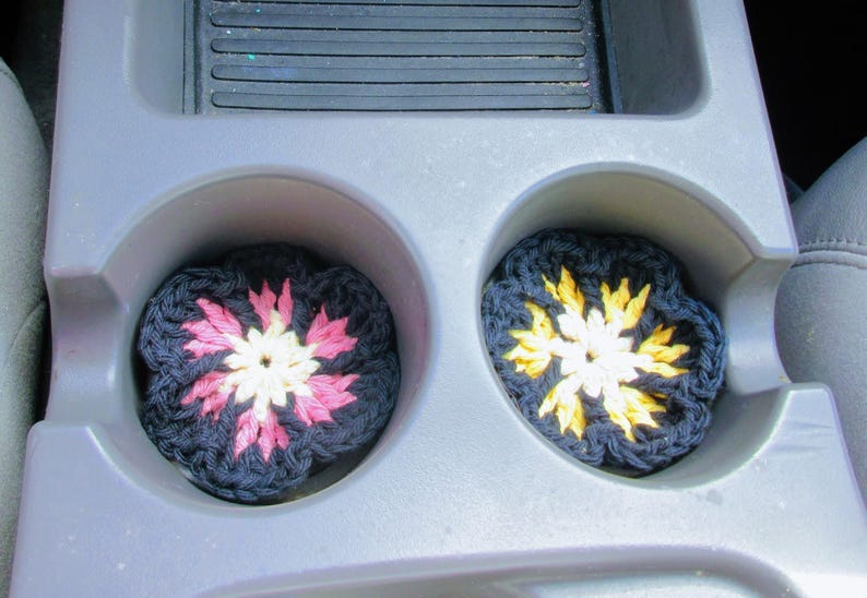 Crochet Car Coasters Auto Coasters for Car Cup Holder Car Etsy